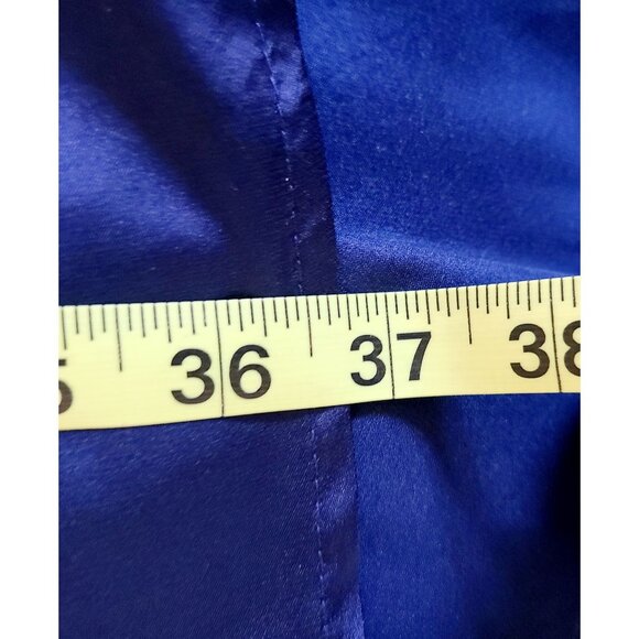 High-Low Blue Evening Gown W/ Lace & Sequins Flutter Sleeves Plus Size Elegant - Picture 13 of 16